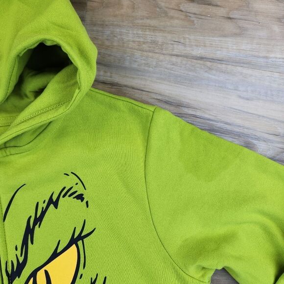 🔸️NWT The Grinch Green Zippered Hoodie Sweatshirt Youth XLarge - Picture 6 of 11